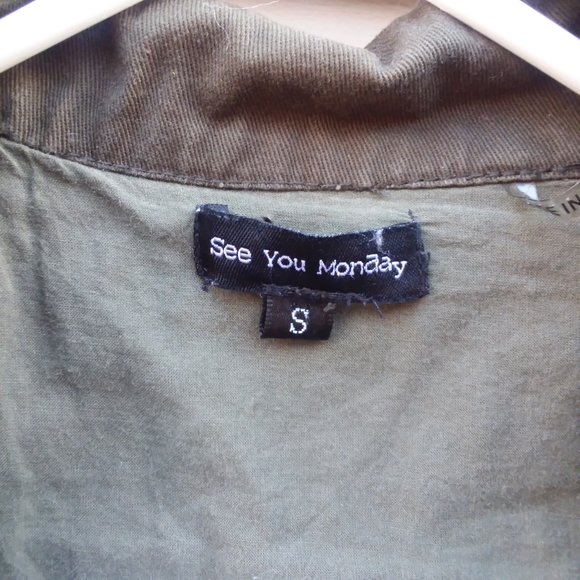 See You Monday Sz S Military Army Green Denim Jack - Picture 3 of 13